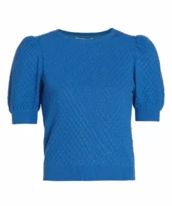 Alice + Olivia Risa Puff-Sleeve Textured Sweater