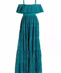 Alice + Olivia Kia Eyelet Off-The-Shoulder Maxi Dress