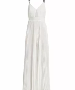 Alice + Olivia Pleated Chain-Strap Jumpsuit