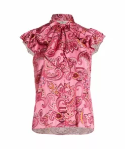 Alice + Olivia Brently Paisley Ruffle Top