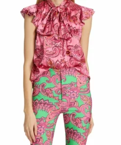 Alice + Olivia Brently Paisley Ruffle Top -Alice + Olivia Sales unnamed file 2562