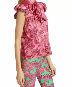 Alice + Olivia Brently Paisley Ruffle Top -Alice + Olivia Sales unnamed file 2563