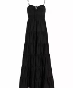 Alice + Olivia Jori Lace-Up Cotton-Blend Maxi Dress