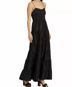 Alice + Olivia Jori Lace-Up Cotton-Blend Maxi Dress -Alice + Olivia Sales unnamed file 2597