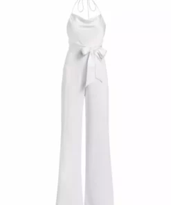 Alice + Olivia Primrose Halter Jumpsuit Off White
