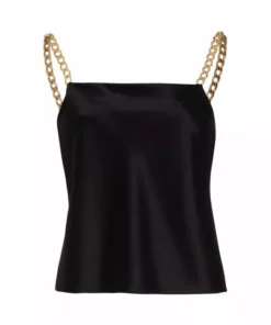 Alice + Olivia Harmony Draped Tank Top Black