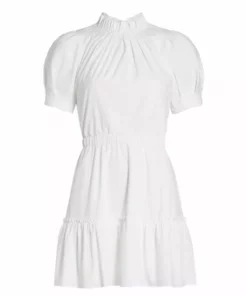 Alice + Olivia Vida Puff-Sleeve Tiered Minidress