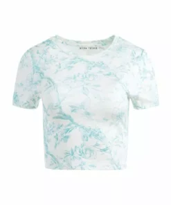 Alice + Olivia Cindy Printed Cotton Crop Tee