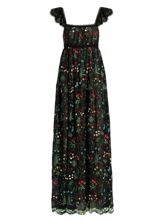 Alice + Olivia Mckenna Embroidered Empire Waist Gown 1 Alice + Olivia Mckenna Embroidered Empire Waist Gown