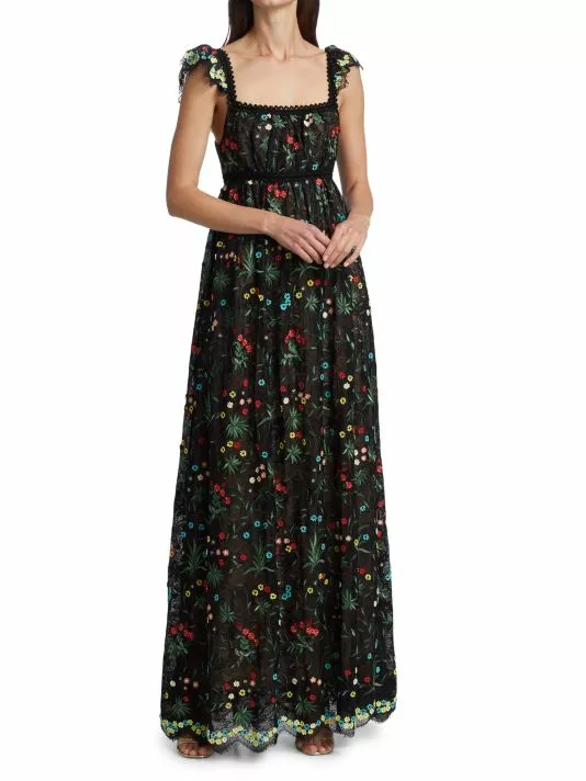 Alice + Olivia Mckenna Embroidered Empire Waist Gown 2 Alice + Olivia Mckenna Embroidered Empire Waist Gown - Image 2