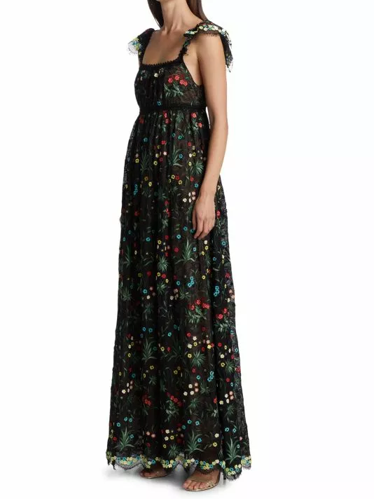 Alice + Olivia Mckenna Embroidered Empire Waist Gown 4 Alice + Olivia Mckenna Embroidered Empire Waist Gown - Image 4