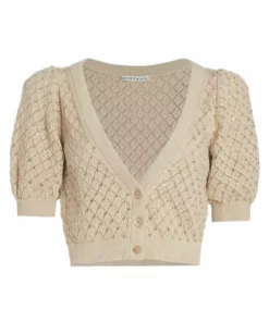 Alice + Olivia Romi Puff-Sleeve Embellished Cardigan