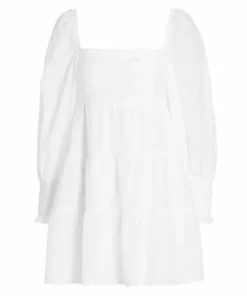 Alice + Olivia Rowen Tiered Tie-Back Cotton Minidress