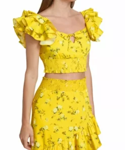 Alice + Olivia Shanae Ruffled Cotton-Blend Crop Top -Alice + Olivia Sales unnamed file 283