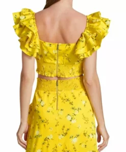 Alice + Olivia Shanae Ruffled Cotton-Blend Crop Top -Alice + Olivia Sales unnamed file 284