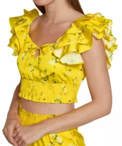 Alice + Olivia Shanae Ruffled Cotton-Blend Crop Top -Alice + Olivia Sales unnamed file 285