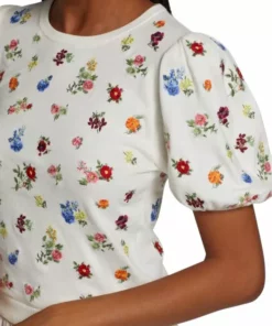 Alice + Olivia Risa Embroidered Puff-Sleeve Top -Alice + Olivia Sales unnamed file 296