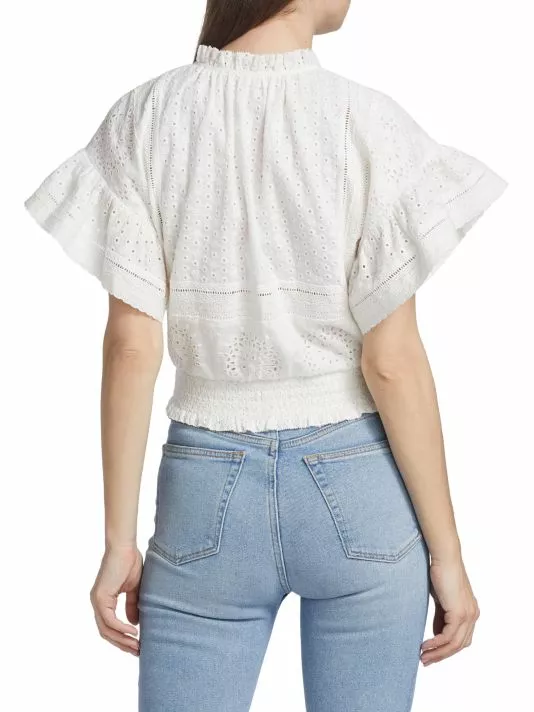 Alice + Olivia Tabitha Eyelet-Embroidered Crop Top 5 Alice + Olivia Tabitha Eyelet-Embroidered Crop Top - Image 5