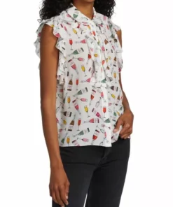 Alice + Olivia Robbie Ruffle-Shoulder Silk Blouse -Alice + Olivia Sales unnamed file 308