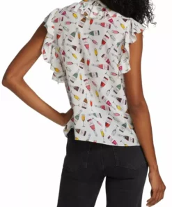 Alice + Olivia Robbie Ruffle-Shoulder Silk Blouse -Alice + Olivia Sales unnamed file 309