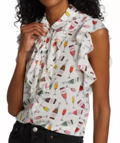 Alice + Olivia Robbie Ruffle-Shoulder Silk Blouse -Alice + Olivia Sales unnamed file 310