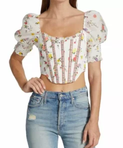 Alice + Olivia Audie Floral Puff-Sleeve Corset Top -Alice + Olivia Sales unnamed file 350