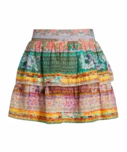 Alice + Olivia Jojo Printed Tiered Ruffle Miniskirt