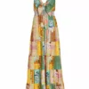 Alice + Olivia Karolina Paneled Linen-Blend Maxi Dress