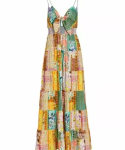 Alice + Olivia Karolina Paneled Linen-Blend Maxi Dress