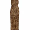 Alice + Olivia Harmony Leopard-Print One-Shoulder Slip Dress