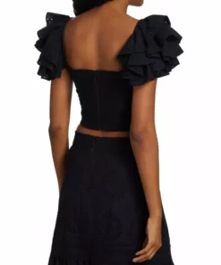 Alice + Olivia Tawny Square-Neck Ruffle Crop Top -Alice + Olivia Sales unnamed file 468