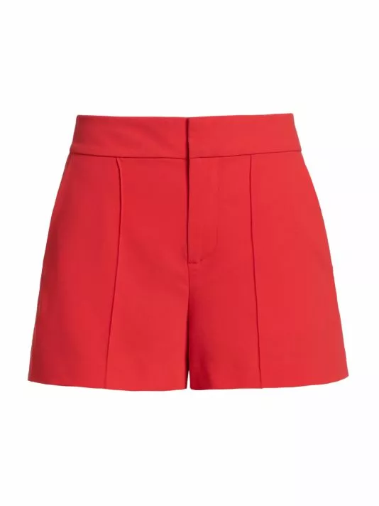 Alice + Olivia Dylan High-Waisted Pintuck Shorts Bright Poppy 4 Alice + Olivia Dylan High-Waisted Pintuck Shorts Bright Poppy - Image 4