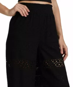 Alice + Olivia Russell Smocked Eyelet Wide-Leg Pants -Alice + Olivia Sales unnamed file 549