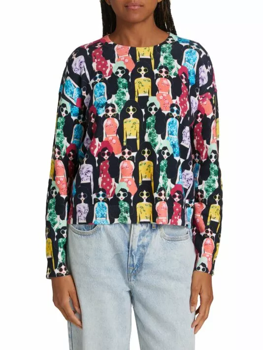 Alice + Olivia Gleeson Printed Pullover Sweater 3 Alice + Olivia Gleeson Printed Pullover Sweater - Image 3
