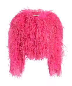 Alice + Olivia Kidman Dyed Ostrich Feather Jacket