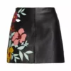 Alice + Olivia Riley Embroidered Vegan Leather Miniskirt