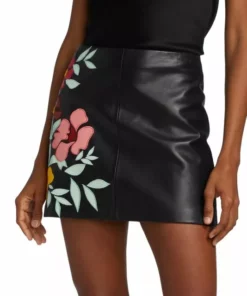 Alice + Olivia Riley Embroidered Vegan Leather Miniskirt -Alice + Olivia Sales unnamed file 592