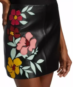 Alice + Olivia Riley Embroidered Vegan Leather Miniskirt -Alice + Olivia Sales unnamed file 595