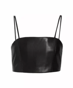 Alice + Olivia Pearle Vegan Leather Crop Top