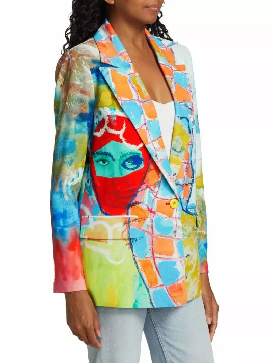 Alice + Olivia X Kidsuper Denny Printed Boyfriend Blazer 4 Alice + Olivia X Kidsuper Denny Printed Boyfriend Blazer - Image 4