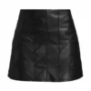 Alice + Olivia Riley Lamb Leather Miniskirt Black