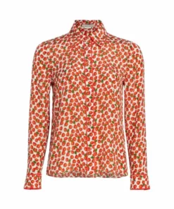 Alice + Olivia Willa Strawberry Silk Shirt