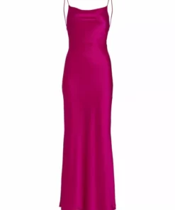 Alice + Olivia Montana Satin Cowlneck Gown Raspberry -Alice + Olivia Sales unnamed file 729