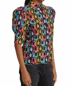 Alice + Olivia Willa Printed Puff-Sleeve Shirt -Alice + Olivia Sales unnamed file 748