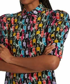 Alice + Olivia Willa Printed Puff-Sleeve Shirt -Alice + Olivia Sales unnamed file 750