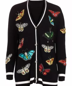 Alice + Olivia Bradford Butterfly Embroidered Cardigan