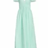 Alice + Olivia Charlsie Smocked-Waist Maxi Dress Powder Blue