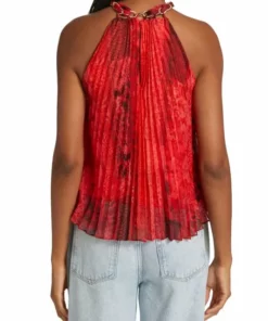 Alice + Olivia Alycia Pleated Halterneck Top -Alice + Olivia Sales unnamed file 788