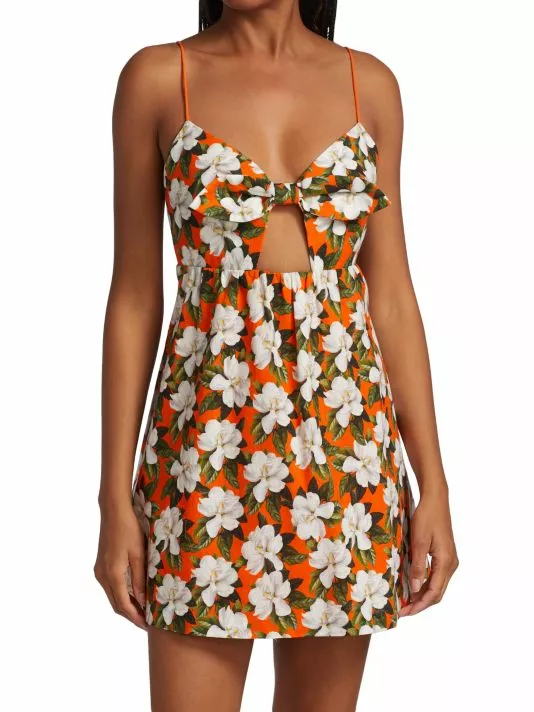Alice + Olivia Melvina Floral Tie-Front Cut-Out Minidress 3 Alice + Olivia Melvina Floral Tie-Front Cut-Out Minidress - Image 3
