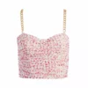 Alice + Olivia Cristi Chain-Strap Tweed Crop Top